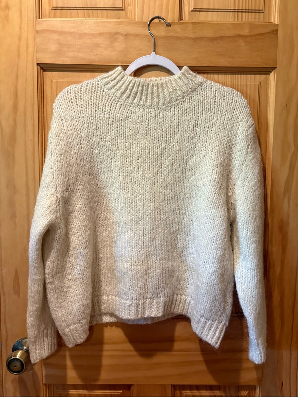 Zara chunky knit mock-neck sweater cream women’s S